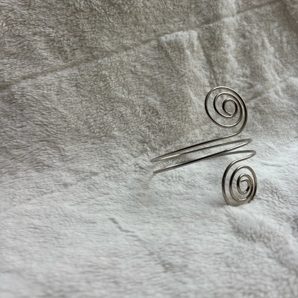 Silver Spiral Arm Cuff Bracelet Upper Armband Adjustable Statement Festival - Picture 3 of 6